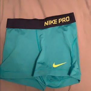 Teal nike Pro shorts